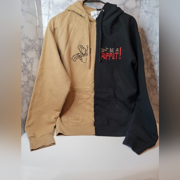 UNXPECTED Shirts Unxpectd Puppet Split Hoodie Brown And Black
